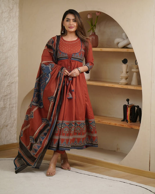 Beautiful Cotton Printed Kurti 3-Piece Set
